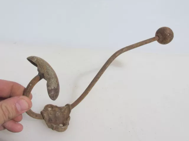 Large Antique Iron Coat Hook Hat Hanger Old Victorian French Vintage 10.5"H