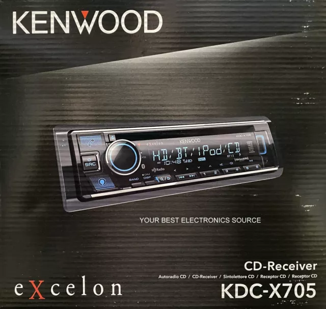 NEW Kenwood KDC-X705 1-DIN Car Audio Stereo Receiver, CD/AM/FM w/ Bluetooth