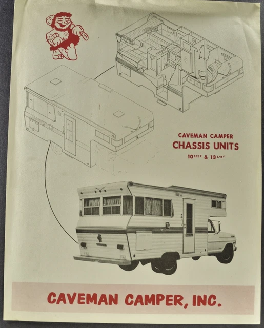 1968-1969 Caveman Ford Motorhome Brochure Sheet RV Camper Nice Original