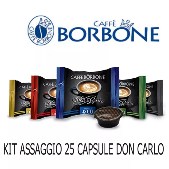 Kit 25 Capsule Cialde Borbone Blu Oro Nera Rossa Dek Compatibile Don Carlo