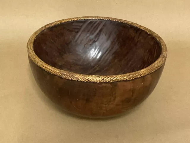 Antique Arts And Crafts Movement Carved Wood Fruit Bowl C1890