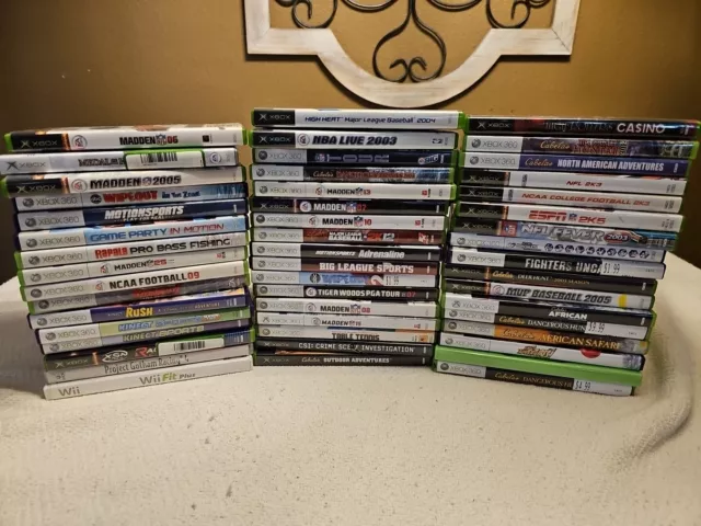 Xbox And Xbox 360 Games And 1 Wii Game Lot 50 Games Sports Racing, Hunting Games