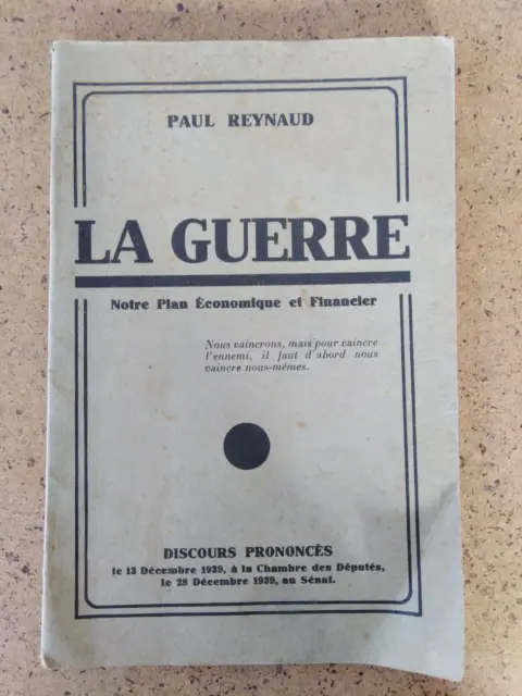 Discours de Paul Reynaud La Guerre décembre 1939 chambre des députés sénat WW2