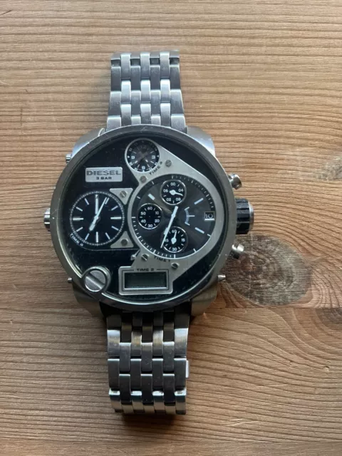 DIESEL BIG DADDY Mens Chronograph Watch Dz7125 Black Silver 75.00
