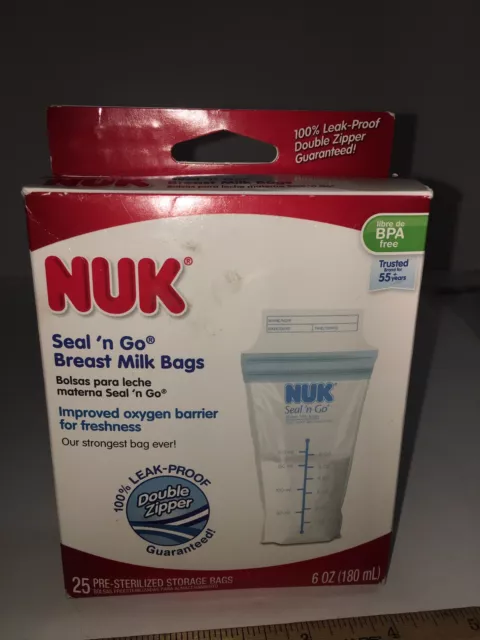 NUK Seal N Go Breast Milk Sterilized Bags Leak Proof BPA Free Open Box 24