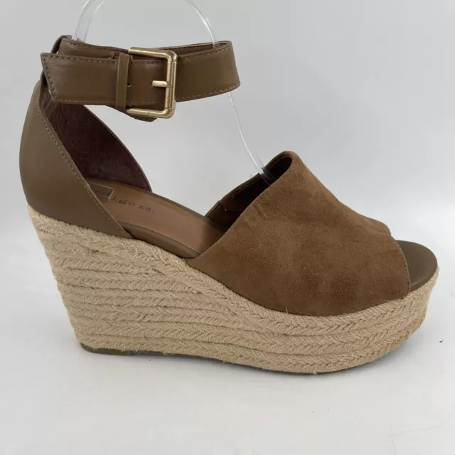 Indigo Rd. Womens Platform Sandals Brown Faux Suede Espadrille Wedge - Size 8.5