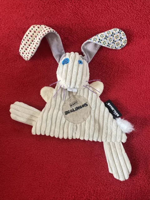 🇫🇷 Doudou Plat Lapin Lapinos Beige Clair Dents LES DEGLINGOS NEUF