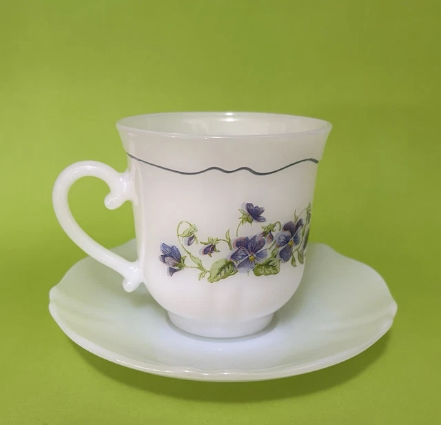 Milk Glass Arcopal Cup And Saucer VINTAGE ARCOPAL FRANCE Milk