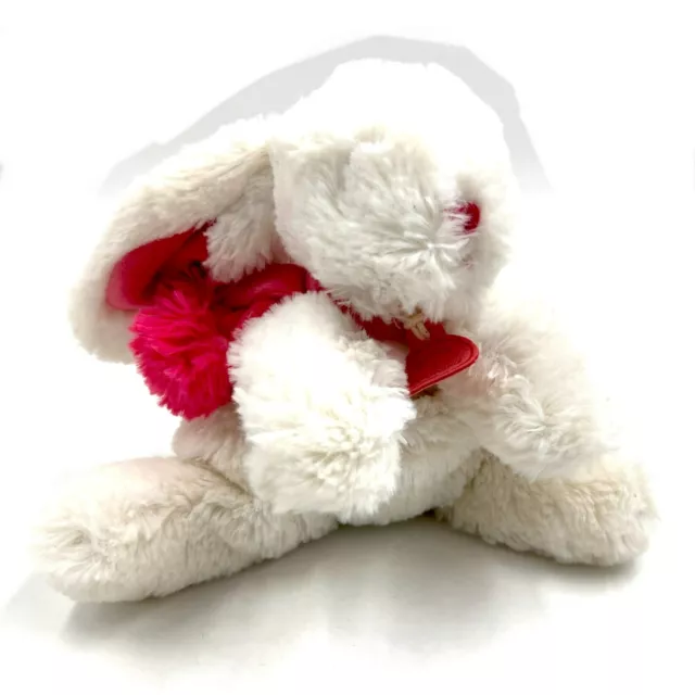 Doudou & Compagnie Lapin blanc et rose fraise Pompon DC2680 25 cm PM