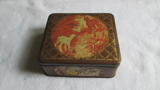 Ancienne Boîte à Gâteaux En Tôle Lithographiée Motif Papillon Art Déco Années 1930, Superbe état