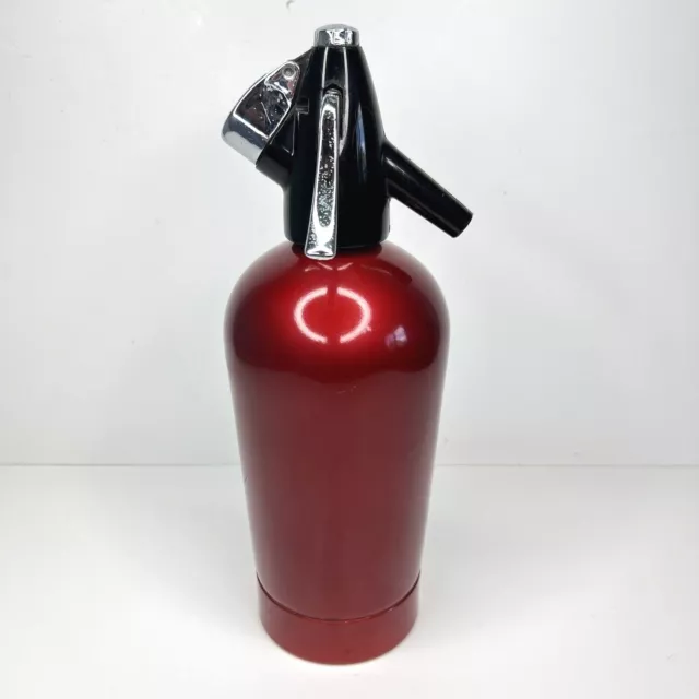 Red Seltzer Bottle Mid-Century BOC Made In England SCI/Z/P