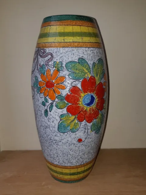 FRATELLI FANCIULLACCI MCM Textured Sgraffito Art Pottery Vase ITALY Hand Painted