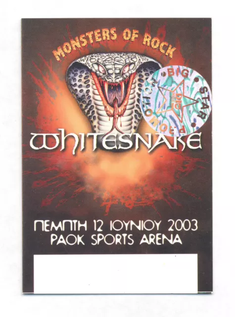 Whitesnake - Backstage Pass for 2003 Greece Show  Mint   Free Shipping