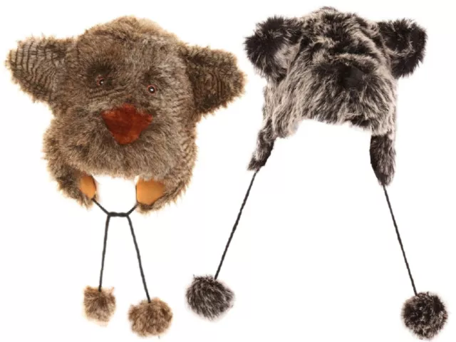 Adults Bear Hat Pom Pom Furry Soft Faux Fur Cute Novelty Design Winter Warm Peru