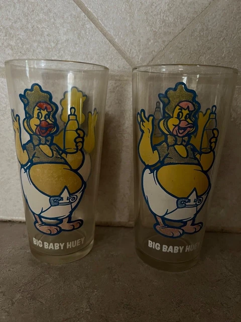 Two Vintage 1973 Pepsi Collector Glasses Harvey Cartoons BIG BABY HUEY 