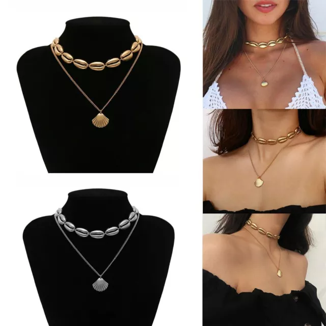 Choker Multilayer Shell Necklace Beach Jewelry Cowry Seashell Pendant Bohemian