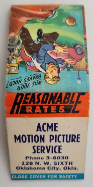 Acme Motion Picture Service Oklahoma City OK Vintage Matches 1940s/1950s