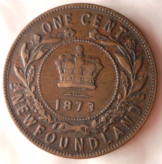 1873 NEWFOUNDLAND (CANADA) 1/2 PENNY - Scarce Excellent - FREE SHIPPING - HV32