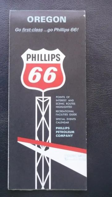 1965 Oregon road  map Phillips 66  gas oil guide events calendar