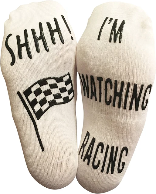 'Shhh I'm Watching Racing' Funny Lounge/ankle Socks - Great gift for racing fans