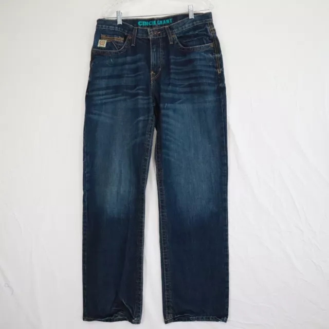 Cinch Jeans Mens 34x34 Grant Relaxed Fit Western Cowboy Denim Blue