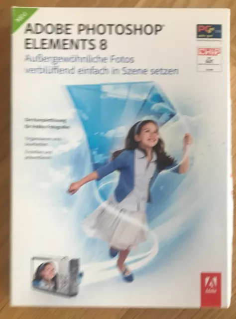 Adobe Photoshop Elements 8 Software-Disc für Windows mit Seriennummer