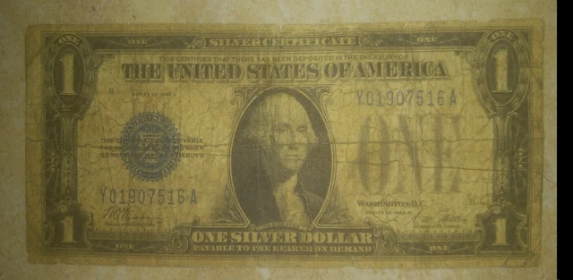 1928 A $1 One Dollar Silver Certificate Funny Back.
