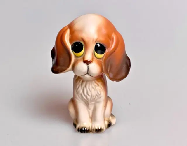 Vintage Lefton Sad Eyes Big Eyes Puppy Dog Cocker Spaniel Figurine Made In Japan