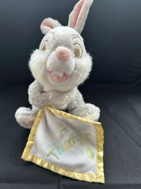 The Disney Store Thumper Plush Bunny Rabbit Comforter Baby Grey Soft Toy Beanie
