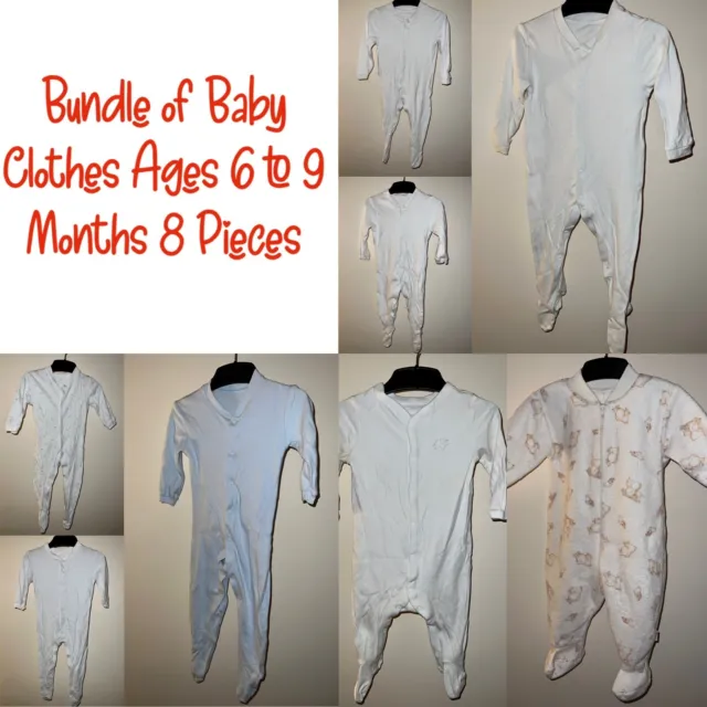 Pacchetto di vestiti per bambini età 6-9 mesi 8 pz. The Little White Co, M&S, F&F ecc.