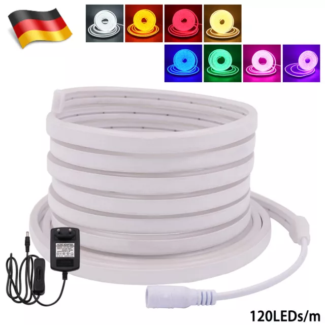 Neon LED Strip Streifen 12V 0.5-5M 2835 Flex Lichtband Sschlauch Warmweiß Außen