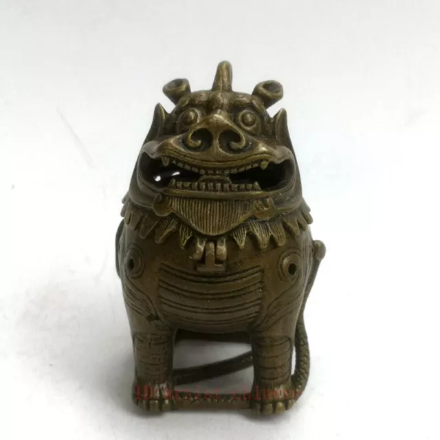 Collection Old China Bronze Carving unicorn Smoked Incense Burner Decoration