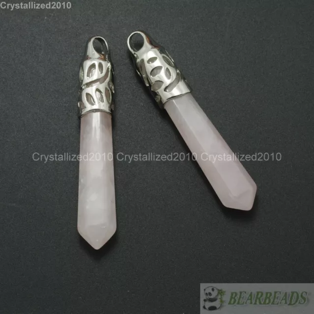 Natural Gemstone Long Hexagonal Pointed Reiki Chakra Healing Pendant Beads Pick