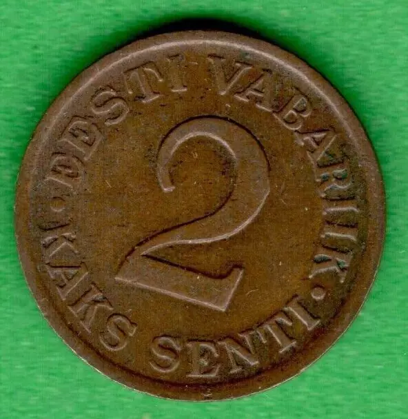 1934s. ESTONIA 2 SENTI COIN 1524