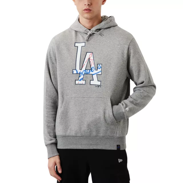 New Era Mens Los Angeles Dodgers Double Logo Pullover Hoody Hoodie - Grey