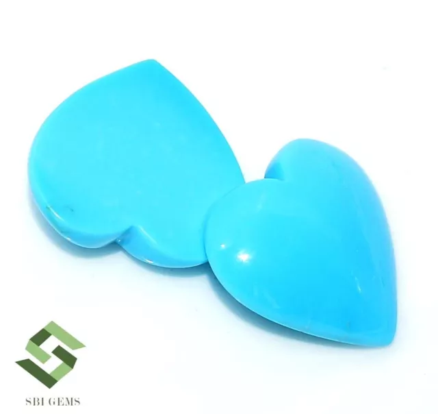 14x14 mm Natural Turquoise Heart Shape Cabochon Pair 8.76 CTS Loose Gemstones