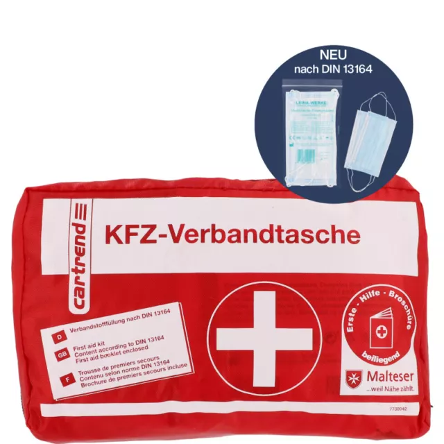 Verbandtasche Kfz DIN13164 Neu Auto Verbandskasten Pkw erste Hilfe Set rot 2