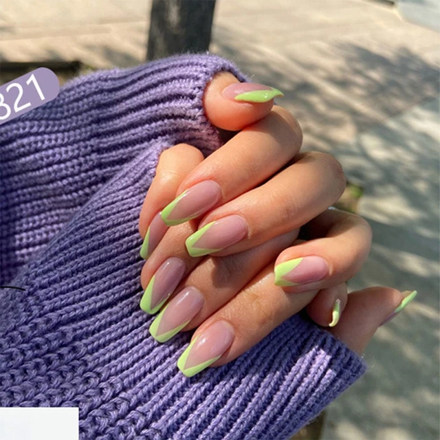 Herramienta Moda Cubierta Completa Uñas Falsas Puntas de Uñas Francesas Uñas Falsas Portátiles