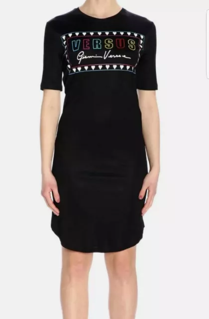 NWT Versus Versace Jersey Logo Dress Black 44 $998+AUTHENTIC/STUNNING 👗