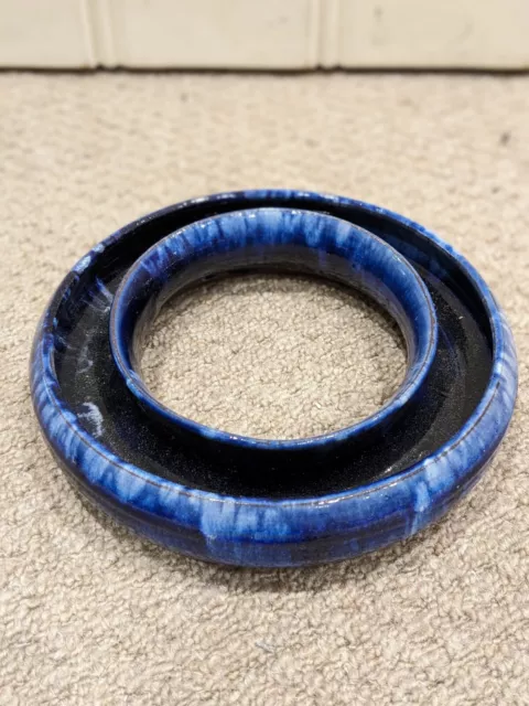 Blue Glaze Pottery Ring Vase Ikebana