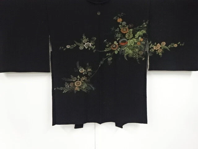 96529# Japanese Kimono / Antique Haori / Woven Kiku