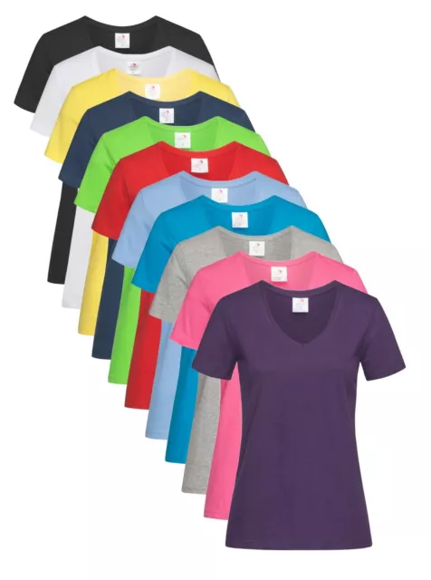 Donne da Donna Cotone Tinta Unita Manica Corta V Scollo A V Maglietta T-Shirt