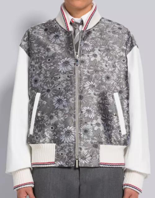 NWT $3850 Thom Browne Floral Jacquard Leather Bomber Jacket - Sz 3 (Large) 3