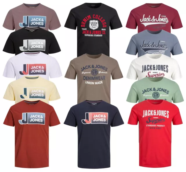 Mens T-Shirt Jack Jones Branded Short Sleeve Crew Neck Casual Top Tee Size S-2XL