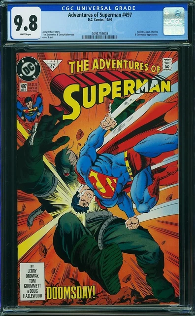 Adventures of Superman #497 CGC 9.8 WP 1992 DC Comics (Death of Superman Story)