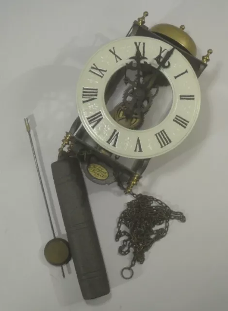 alte SKELETTUHR Tempus Fugit - FRANZ HERMLE Guss- Schmiedeeisen Messing Wanduhr