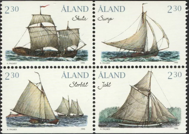 Aland Islands Finland STAMPS x 4 1995 cv:£7.20 Cargo Sailing Ships MNH XF