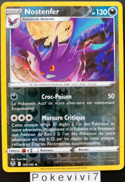 Carte Pokemon NOSTENFER 105/195 Holo REVERSE Epée et Bouclier 12 EB12 FR NEUF