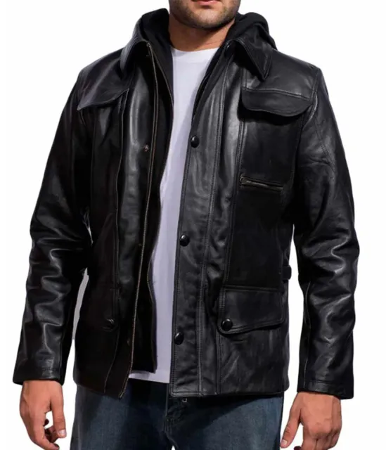 T5 Terminator Genisys Arnold Schwarzenegger Black Real Cow Hide Leather Jacket