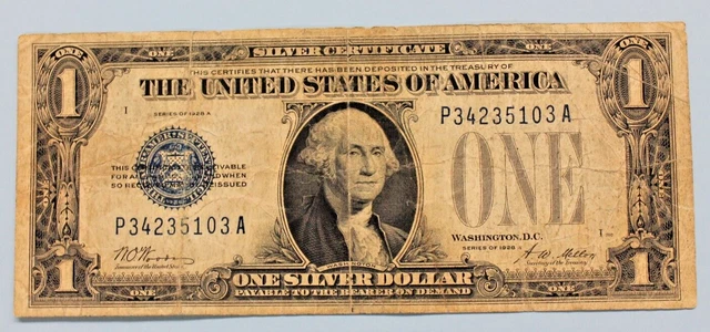 1928 A $1 Silver Certificate FUNNY BACK One Dollar